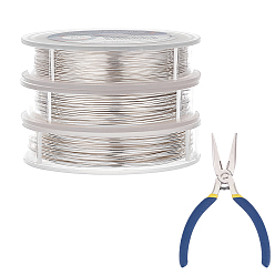 Silver Round Copper Craft Wire, with Iron Chain Nose Pliers, Silver, Copper Craft Wire: 3rolls