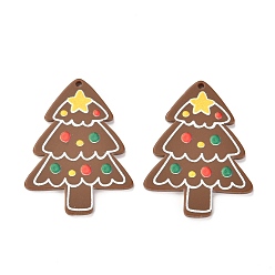 Christmas Tree Christmas Theme 3D Printed Resin Pendants, DIY Earring Accessories, Christmas Tree, Sienna, Christmas Tree Pattern, 39.5x30x2.5mm, Hole: 1.6mm