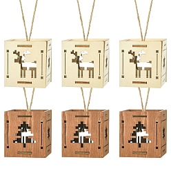 Mixed Shapes 1 набор 6 шт 2 стили рождественский квадрат сращивание деревянный орнамент смешанные цвета, разнообразные, 6x6 см