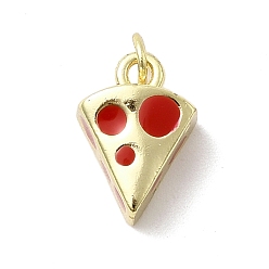 Красный Латунь эмаль прелести, треугольник сыра, стойки покрытие, долговечный, без кадмия и без свинца, реальный 18 k позолоченный, с целью перехода в кольце, красные, 12.5x9x5.5 мм, отверстие : 3 мм