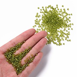 Yellow Green 8/0 Glass Seed Beads, Silver Lined Round Hole, Round, Yellow Green, 3mm, Hole: 1mm, about 10000 beads/pound