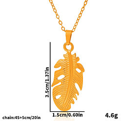 Настоящее золото 18K 304 ожерелья из нержавеющей стали с подвесками в виде листьев для женщин, реальный 18 k позолоченный, 17.72 дюйм (45 см)
