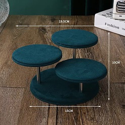 чирок Трехъярусные бархатные стойки для витрины ювелирных изделий, круглые ярусные подставки-органайзеры для украшений 201 с держателем из нержавеющей стали, для браслетов, Кольца, хранение серег, зелено-синие, 100x195 мм