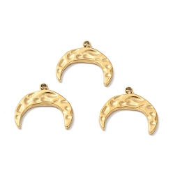 Golden Ion Plating 304 Stainless Steel Pendants, Moon, Golden, 15x16.5x1.5mm, Hole: 1.2mm