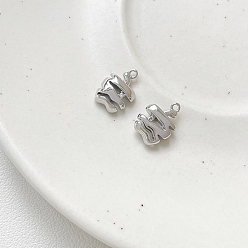 Платинированный Подвески латунные горный хрусталь, яблочные прелести, Реальная платина, 13x10x4.5 мм, отверстие : 1.2 мм