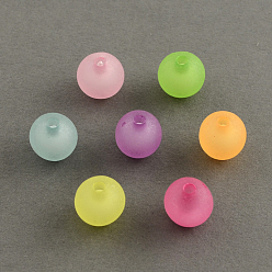 Mixed Color Frosted Acrylic Beads, Bead in Bead, Round, Mixed Color, 10mm, Hole: 2mm, about 980pcs/500g