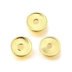 Золотой Плоские круглые латунные бусины, стойки покрытие, долговечный, золотые, 6x1 мм, отверстие : 1.4 мм