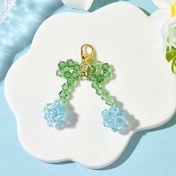 Небесно-голубой Подвески из австрийского хрусталя с имитацией вишневого стекла, Сплав с застежками когтя омара, голубой, 43 мм