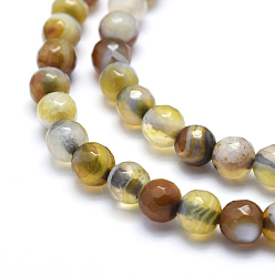 Goldenrod Natural Agate Beads, Dyed, Faceted Round, Goldenrod, 4mm, Hole: 1mm, about 93pcs/strand, 14.5 inch(37cm)