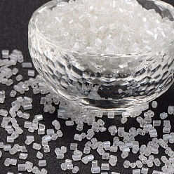 Clear 11/0 Two Cut Glass Seed Beads, Hexagon, Transparent Colours Luster, Clear, 2.2mm, Hole: 0.5~0.6mm, about 37500pcs/Pound