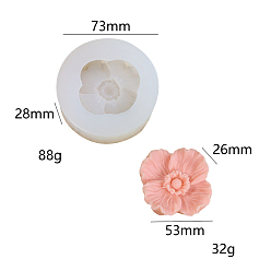 Flower DIY Silicone Molds, Fondant Molds, Resin Casting Molds, for Chocolate, Candy, UV Resin & Epoxy Resin Craft Making, White, Flower, 73x28mm