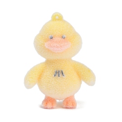 Желтый Кулоны из флокированной смолы, утка, желтые, 58x42x26 мм, отверстие : 3 мм