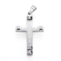 Нержавеющая Сталь Цвет Устойчивые к потускнению 304 подвески из нержавеющей стали, крестик, цвет нержавеющей стали, 45x28x4 мм, отверстие : 4.5x8 мм