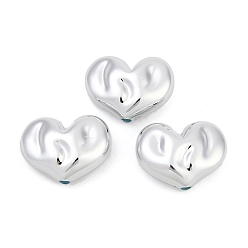 с Покрытием Серебра Покрытие акриловыми шариками, сердце, со серебряным покрытием, 18x24x10 мм, отверстие : 2.5 мм