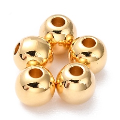 Настоящее золото 24K Латунные бусины, долговечный, круглые, реальный 24 k позолоченный, 5 мм, отверстие : 1.5 мм