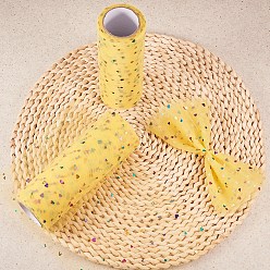 Yellow BENECREAT Heart Glitter Sequin Deco Mesh Ribbons, Tulle Fabric, Tulle Roll Spool Fabric For Skirt Making, Yellow, 6 inch(15cm), about 10yards/roll(9.144m/roll)