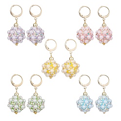 (52) Непрозрачная лаванда Серьги с подвесками в виде диско-шара из полимерной глины и стразами, 304 серьги нержавеющей стали, разноцветные, 38x18 мм