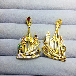 Замок Кулон из латуни с микро паве красочный кубический цирконий, замок, 41x30 мм