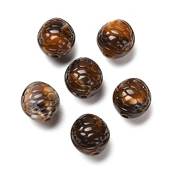 Coconut Brown Two-tone Opaque Acrylic Beads, Turtle Shell, Coconut Brown, 10~11x12mm, Hole: 1.8mm, about 625pcs/500g