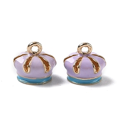 Лиловый Подвески из эмали и сплава, корона прелести, золотые, сирень, 10.5x9.5 мм, отверстие : 1.2 мм