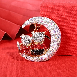 Сиамский Брелки со стразами из сплава, луна, плюшевый медведь, Сиам, 110 мм