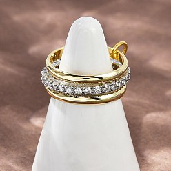 Платиновый & Золотой Латунные микро проложить пальцев кольца кубического циркония, штабелируемые кольца, платиной и золотом, внутренний диаметр: 18.2мм~размер США 10(19.8мм)