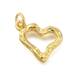 Настоящее золото 18K Полое сердце стойка покрытие латунные подвески амулеты, без свинца и без кадмия, долговечный, реальный 18 k позолоченный, 12.5x16x2.5 мм, отверстие : 3.5 мм