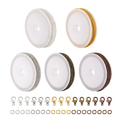 (52) Непрозрачная лаванда Набор для изготовления ожерелья из цепочки своими руками, включая 5 рулон 5 цветные железные бордюрные цепи и соединительные кольца, Карабин-лобстер из цинкового сплава, разноцветные, 16.4 футов (5 м) / рулон