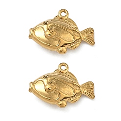 Fish 304 подвески из нержавеющей стали, реальный 18 k позолоченный, ионное покрытие (ip), долговечный, тропических рыб, 14.5x20x6 мм, отверстие : 1.2 мм