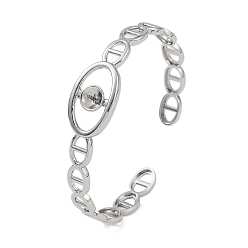 Платина Изготовление браслета-манжеты с открытыми манжетами из латуни Mariner Link, за половину пробурено бисера, без кадмия, без никеля и без свинца, платина, внутренний диаметр: 2-1/4x1-3/4 дюйм (5.6x4.5 см), лоток : 7 мм, штифты : 0.9 мм
