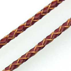 Indian Red Braided Leather Cord, Dyed, Indian Red, 3mm, 100yards/bundle(300 feet/bundle)
