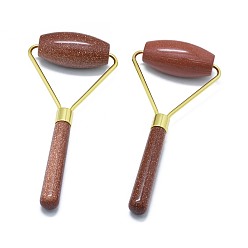 Камень с Пылевым Золотом Массажер для лица из синтетического золота, лицевые ролики, золотые, 140.5x62.5x25 мм