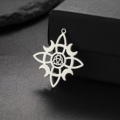 Нержавеющая Сталь Цвет Подвески из нержавеющей стали, не тускнеющие, узел с луной, цвет нержавеющей стали, 26x24 мм