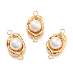 Золотой 304 подвески из нержавеющей стали с жемчугом и абс-пластиком, полукруглые звенья, золотые, 16.5x8.5x7 мм, отверстие : 1.6 мм