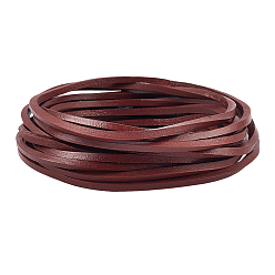 Седло Коричневый 5 м коровьей кожаный шнур, кожаный шнур ювелирных изделий, ювелирные изделия diy шнур, плоский, седло коричневый, 4x4 мм, около 5.47 ярдов (5 м) / комплект