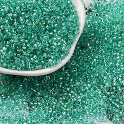 Средний Аквамарин Стеклянные цилиндрические бусины, бисер, внутри цветов, круглое отверстие, средний аквамарин, 2.4~2.7x1.5~1.8 мм, отверстие : 1.2 мм, Около 20000 шт / фунт