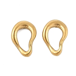 Настоящее золото 18K 304 нержавеющей стали связывающий кольца, неправильная форма, вакуумное покрытие pvd, реальный 18 k позолоченный, 15.5x11x3 мм, внутренний диаметр: 10x6 мм