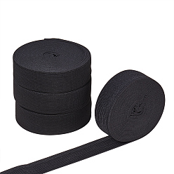 Black Flat Elastic Rubber Cord/Band, Webbing Garment Sewing Accessories, Black, 25mm, about 5.46 yards(5m)/roll