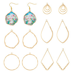 Настоящее золото 18K 10шт. 5 подвески из латуни с открытой задней частью, без никеля , для diy уф смолы, эпоксидная смола, прессованное изготовление ювелирных изделий, реальный 18 k позолоченный, 23~60.5x13~28.5x1.5~2 мм, отверстие : 1.4~1.8 мм, 2 шт / стиль