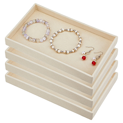 Желтая Старая Ткань  Прямоугольные бархатные подносы для колец, Браслеты, , Серьги, старое кружево, 21.1x12.3x2.25 см