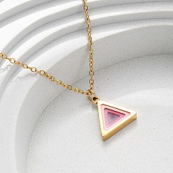 Треугольник 304 ожерелья с геометрическими подвесками из нержавеющей стали для женщин, реальный 18 k позолоченный, средне орхидеи, треугольные, 17.87 дюйм (45.4 см)
