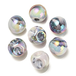 Светло-серый УФ-покрытие радужными переливающимися акриловыми бусинами, круглые бусины судзумару, светло-серый, 16.5 мм, отверстие : 3 мм