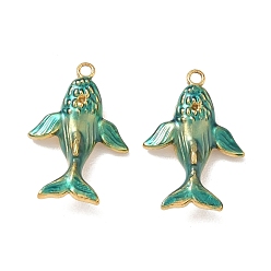 Whale 304 нержавеющей стальной эмали подвески, ионное покрытие (ip), реальный 18 k позолоченный, прелести кита, 25x17x5.5 мм, отверстие : 1.6 мм