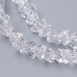Clear Transparent Glass Beads Strands, Faceted, Triangle, Clear, 3x4x3mm, Hole: 1mm, about 149pcs/strand, 13.3 inch(34cm)