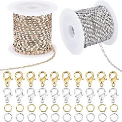 (52) Непрозрачная лаванда Наборы для самостоятельного изготовления цепочек для украшений, включая латунные цепи raso, сплав цинка застежками, Железные соединительные колечки, разноцветные, цепи: около 16.40 футов (5 м) / рулон, 2roll / комплект