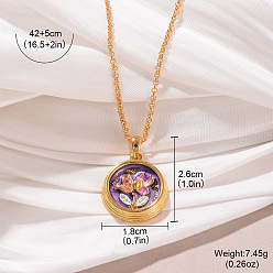 Темная Орхидея Цепочка из латуни с эмалированным сплавом и подвеской из натурального жемчуга, золотые, темные орхидеи, 16.54 дюйм (42 см), Кулон : 26x18 мм