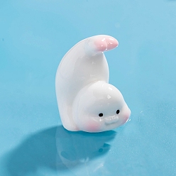 Белый Миниатюрные украшения из смолы в виде морского льва, для садовых кукольных домиков, белые, 26x23 мм