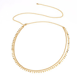 Золотой Латунная звезда подвеска двухслойная панцирная цепь на талию для женщин, с 304 из нержавеющей стали Lobster Claw застежками, золотые, 568 мм