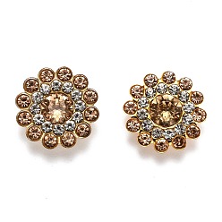 Черный Алмаз Железа кабошонов, подходят плавающие подвески-медальоны, со стеклянными стразами, подсолнечника, черный алмаз, 9.5x5 мм