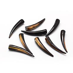 Черный Стеклянные бусы, неочищенные / без отверстий, слоновой кости форма, чёрные, 33~38x5~6 мм